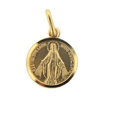 This 18K Solid Yellow Gold Miraculous Medal Round with a diameter of 15mm is a truly sacred piece of jewelry that carries immense spiritual significance. The front of the medal features a depiction of the Virgin Mary in all her grace and beauty, while the back showcases a stunning design of a cross and stars. Crafted with hypoallergenic 18k gold, this medal is a testament to your faith and devotion to the Lord. It comes in an Amalia gift box and bag, making it a wonderful gift for a loved one wh Traditional Round Jewelry For Commemoration, Traditional Gold Jewelry For Commemoration, Round Coin Pendant For Commemoration, Symbolic Round Jewelry For Commemoration, Symbolic Commemoration Jewelry, 14k Gold Miraculous Medal Jewelry, Spiritual Yellow Gold Coin Pendant, Commemorative Jewelry With Miraculous Medal, Yellow Gold Miraculous Medal Jewelry