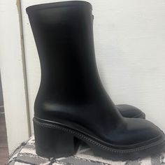 Questions? Leave A Comment Below! Black Boots With Padded Heel And Round Toe, Black Boots With Padded Heel And Closed Toe, Black Boots With Rubber Heel Cap And Block Heel, Black Boots With Block Heel And Rubber Heel Cap, Black Boots With Padded Ankle And Medium Width, Black Boots With Padded Ankle And Block Heel, Black Synthetic Boots With Block Heel, Black Ankle Rain Boots With Lug Sole, Black Rain Boots