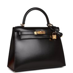 This Kelly Sellier is of black box calf leather with gold hardware and has tonal stitching, a front toggle closure, a clochette with lock and two keys, a single rolled handle and an optional shoulder strap. The interior is lined with black chevre leather and has one zip pocket with an Hermes engraved pull and two open pockets on the opposite side. Collection: DOrigin: FranceCondition: Pristine; new or never (plastic on hardware)Accompanied by: Hermes box, Hermes dustbag, clochette, lock, two keys, shoulder strap, clochette dustbag, shoulder strap dustbag, felt, rainhat, ribbonMeasurements: 11.25" width x 8.25" height x 4.75" depth; 3.5" handle drop (16.5" shoulder strap drop) Hermes Kelly 25 Box Calf, Unrealistic Wishlist, Hermes Kelly Sellier, Kelly Sellier, Hermes Box, Dior Shoes, Hermes Bags, Bags Fashion, Black Box