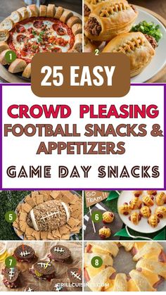 easy game day food, football food, game day appetizers, finger food, tailgate recipes Football Food Main Dish, Football Game Snacks Easy, Appetizer Football Party, Football Side Dishes Tailgating, Football Party Finger Foods, Appetizer Recipes For Football Games, Parade Food Snacks, Football Party Foods For Kids, Football Day Snacks