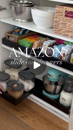 an organized pantry with containers and food items