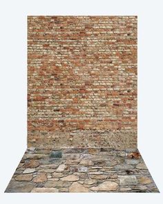 an old brick wall is shown in this 3d image, with no people around it