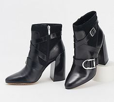 Edgy yet chic, this sleek ankle boot features a decorative buckle embellishment with criss-cross straps and an inside zipper for easy entry. From Vince Camuto. Cross Straps, Vince Camuto, Criss Cross, Block Heels, Ankle Boot, Leather Upper, Ankle Boots, Buckle, Sleek