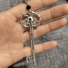 Goth Antique Silver Color Skeleton Key Necklace Creativity Pendant Charm Skeleton Key Jewelry, Skeleton Key Necklace, Key Jewelry, Gothic Accessories, Skeleton Key, Key Necklace, Men's Jewelry, Antique Silver, Silver Color