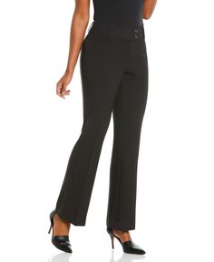 Petite Gabardine Bootcut Pant - Curvy Fit-Pant-Rafaella-Sportswear Classic Flare Dress Pants For Workwear, Classic Flare Workwear Bottoms, Classic Flare Pants For Office, Classic Flare Pants For The Office, Classic Office Flare Pants, Tailored Flare Dress Pants For Workwear, Classic Flare Dress Pants For Business Casual, Classic Flare Pants For Business Casual, Classic Flare Business Casual Pants