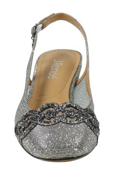 A mix of luxurious textures and sparkling crystals distinguishes an eye-catching slingback pump that's perfect for dancing the night away. 1 1/2" heel (size 8.5) Adjustable slingback strap with buckle closure Cushioned footbed Textile upper/synthetic lining/textile sole Imported Women's Shoes Bride Shoes Low Heel, Mother Of The Bride Shoes, Bride Shoes, Low Block Heels, Slingback Pump, Sparkling Crystal, Low Heels, Mesh Fabric, Women's Pumps