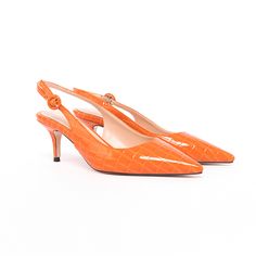 Shop Orange Croc Print Kitten Heel Slingback Pumps Comfy Slingbacks Low Heel color Orange for Going out, Party, Work with worldwide Free shipping & Free return. Orange Slingback Heels For Summer, Orange Slingback Sandals For Spring, Chic Orange Slingback Pumps For Summer, Summer Orange Slingback Pumps With Pointed Toe, Summer Orange Pointed Toe Slingback Pumps, Orange Pointed Toe Slingback Pumps With Heel Strap, Orange Chic Pointed Toe Slingback Pumps, Chic Orange Slingback Pumps With Heel Strap, Orange Slingback Pumps For Formal Occasions