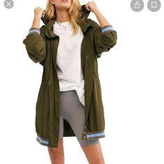 Bnwt Never Worn Free People Windswept Hooded Jacket In Wild Sage. Please Let Me Know If You Have Any Questions! Sporty Spring Windbreaker For Cold Weather, Spring Sporty Windbreaker For Cold Weather, Casual Hooded Raincoat For Cold Weather, Green Sporty Parka For Fall, Sporty Khaki Outerwear For Fall, Sporty Fall Parka With Detachable Hood, Sporty Fall Raincoat With Double-lined Hood, Sporty Khaki Hooded Outerwear, Sporty Fall Raincoat With Adjustable Hood