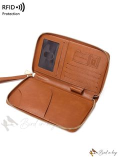 Bird in Bag - RFID Anti-Theft Leather Portable Creative Airplane Passport Clip Money Card Holder Travel Zippered Passport Clip with Wallet Money Card Holder, Document Organizer, Money Card, Wallet For Men, Professional Bag, Leather Passport Cover, Passport Wallet, Brown Pattern, Travel Duffel