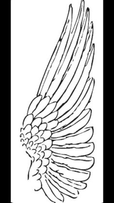 a black and white drawing of a bird with wings