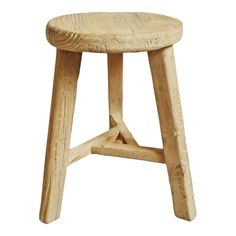 a small wooden stool on a white background