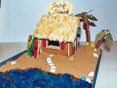 a cake made to look like a beach hut