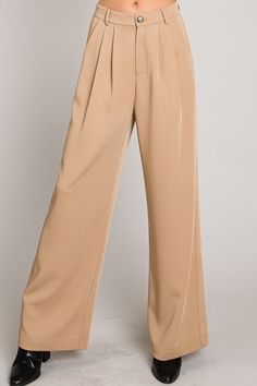 Description Embrace our favorite trend of the moment, tailored basics, with these camel-colored trousers. We love how they have the power to elevate any top you pair with them. High waist Hidden zip fly with button Belt loops Side and rear pockets Wide leg Full length Size Guide Measurements are approximate and taken while laying flat across the front. Not doubled. Small - Waist: 15”Rise: 14”Inseam: 30” Medium - Waist: 16”Rise: 14”Inseam: 30” Large - Waist: 17”Rise: 14:Inseam: 30” Try-On White Teddy Bear, Corduroy Jacket, Neon Orange, Small Waist, Vintage Cotton, Orange And Purple, Trending Now, Black Charcoal, Clothing Items