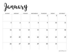 a calendar with the word january written in black and white ink on it, next to a