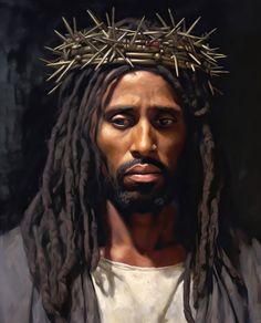 a painting of jesus wearing a crown of nails