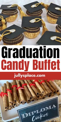 Graduation Candy Buffet Teaching Credential Graduation Party, Grad Party Candy Bar, Graduation Party Candy Table, Graduation Cap Candy, Graduation Party Snacks, Candy Table Ideas