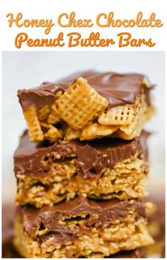 chocolate peanut butter bars stacked on top of each other