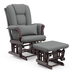 a rocking chair and ottoman with a footstool in front of the seat is shown