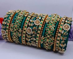 Handmade Silk thread kundan Bangles Colours can be customized Budget Friendly Bulk quantities available Return Gifts All sizes available Perfect for all occasions Surprise Gift with each order Worldwide Shipping  For Customized Products Reach us @ 9840178340 Keep Shopping 🛒 Keep Supporting Small Green Dori Work Jewelry For Diwali, Green Zari Work Bangle Bracelet, Traditional Green Bracelets With Zari Work, Traditional Green Jewelry With Dori Work, Green Bangle With Zari Work, Traditional Green Dori Work Jewelry, Silk Thread Bangles Design Bridal, Silk Thread Bangles Design Kundan, Thread Bangles Silk Handmade