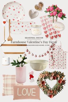 valentine's day decor with flowers and hearts