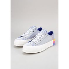 Ctas Lift Ox Ozone Blue Rainbow Ozone/Blue/Vintage/White 564993c Converse Womens Platform Shoes Chuck Taylor All Star Rainbow Platform Low Top Colour-Blocked Chucks. Panelled Canvas And A Colour-Blocked Midsole Bring A Vibrant Edge To Your Everyday Chucks, While A Platform Sole Gives You A Boost. Stand Tall. Product Details The Lift From Converse Retains The Iconic And Versatile Low-Top Silhouette Bringing The Height With A Double Stacked Vulcanized Outsole. Revamped For New Season In Rainbow Co Trendy Blue Textile Sneakers, Blue Canvas Shoes With Vulcanized Sole For Summer, Trendy Blue Canvas Sneakers, Blue Denim Sneakers With Vulcanized Sole, Blue Canvas Sneakers For Summer, Blue Textile Canvas Shoes For Summer, Blue Sneakers With Speckled Midsole For Summer, Summer Blue Sneakers With Speckled Midsole, Converse Chuck Taylor Lugged