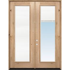 a double door with blinds on the side and glass panels in between it's sides