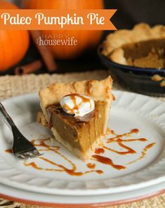 a slice of pumpkin pie on a white plate