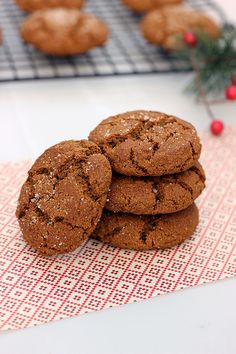 a stack of cookies sitting on top of a table