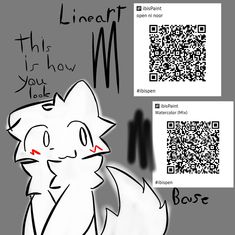 a drawing of a cat sitting next to a qr code