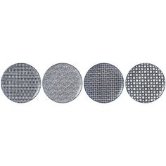 four circles with black and white designs on them