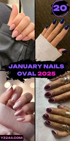 Nail Ideas For January, Oval Nail Ideas, Nails Oval Shape, Nails January, Oval Nail, Oval Nails Designs, Nails Oval, 2025 Trends, Pink Designs