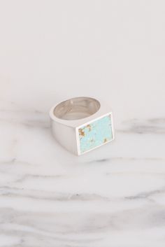 Turquoise Stone Signet Ring in Silver Womens Rings Simple, Womens Rings Fashion, Shop Jewelry, Latest Jewellery, Women Diamond, Brooklyn New York, Land Art, Rings Simple, Simple Jewelry