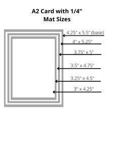 the size and width of a card with 1 / 4 mat sizes