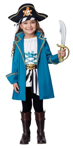 PRICES MAY VARY. Size: Size 4/6 100% polyester Pullover jersey knit shirt w/ printed lacing Jacket has rickracking details and elastic backing Foam hat has printed images on the front Toddler Pirate Costumes, Pirate Costume Kids, Toddler Costumes Girl, White Tunic Dress, Leggings Boots, California Costumes, Theatre Costumes, Toddler Costumes, Dress Hat