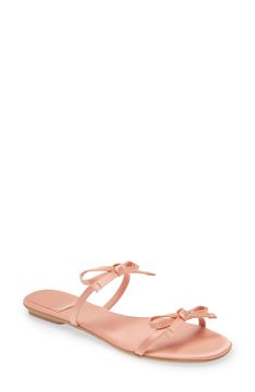 Pretty bows accent the double straps on this sleek sandal that complements every sunny-day look. Textile upper/leather and textile lining/synthetic sole Imported Bow Slides, The Double, Sandal Women, Jeffrey Campbell, Slide Sandals, Sunny Days, Sunnies, Womens Sandals, Nordstrom