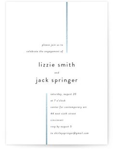 a wedding card with the words,'izzize smith and jack springer on it