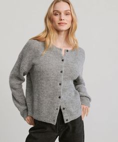 Hayes Crewneck Cardigan Grey With delicate details and a luxe fuzzy feel, this perfectly feminine knit is the extra-special piece worthy of every wardrobe. | Jenni Kayne Women's Hayes Crewneck Top Cardigan Sweater Size Small Elegant Knitted Cardigan For Layering, Elegant Sweater With Soft Texture For Layering, Elegant Soft Knit Cardigan For Daywear, Classic Mohair Cardigan For Fall, Classic Long Sleeve Mohair Cardigan, Mohair Cardigan For Layering, Soft Knit Mohair Cardigan, Elegant Mohair Cardigan For Layering, Classic Sweater With Soft Texture