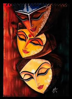 three faces are depicted in this artistic painting