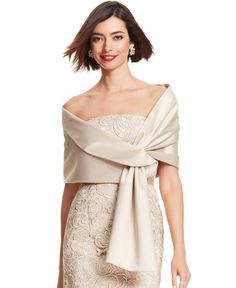 in stock Evening Shawls, Bolero Shrug, Dress With Shawl, Wedding Wraps, Satin Wedding, Groom Dress, Style Classique, Adrianna Papell, Mother Of The Bride Dresses