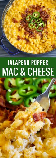 jalapeno popper mac and cheese casserole in a pan