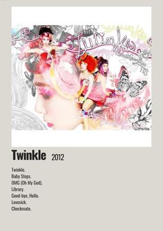 the poster for twinkie's 2012 album, featuring two women with pink hair and butterflies