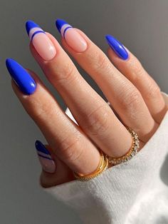 Cobalt Blue Nails, Hoco Nails, Royal Blue Nails, Graduation Nails, Blue Acrylic Nails, Homecoming Nails Acrylic