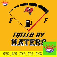 the fueled by haters logo is shown on a yellow background with black and white graphics