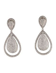 Rhodium-Plated 14K White Gold Dazzling Bridal Earrings With Pave Setting For Evening, Exquisite Diamond Earrings With Pave Setting For Evening, White Gold Diamond Earrings With Pave Setting For Party, Luxury Hallmarked Pear-shaped Diamond Earrings, Exquisite Evening Diamond Earrings With Pave Setting, Luxury Sterling Silver Pear-shaped Earrings, Luxury Pear-shaped Sterling Silver Earrings, Luxury Drop Earrings With Pave Setting, Fine Jewelry Bridal Earrings For Formal Occasions