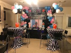 a basketball themed birthday party with balloons and decorations