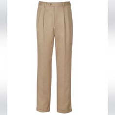 New With Tags Men’s Roundtree And Yorke Travelsmart Khaki Pants. These Slacks Are Pleated And Have Cuffs. Great Travel/Work Pants Because They Are No Iron, Stain Resistant, Shrink And Pill Resistant, And Have Fade Resistant Technology. Classic Big And Tall Straight Leg Bottoms, Classic Straight Leg Bottoms For Big And Tall, Classic Big And Tall Bottoms With Pockets, Classic Big And Tall Business Casual Pants, Classic Formal Bottoms For Big And Tall, Classic Formal Big And Tall Bottoms, Slacks Outfit, Khaki Suit, Brown Slacks