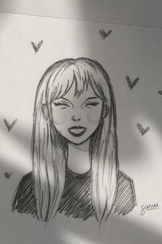 a drawing of a girl with long hair