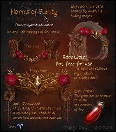 an info sheet describing how to use the horns of plenty for hair and make - up