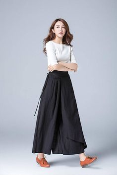 Linen Pants Style, Casual Pant, Wrap Pants, Party Rock, Pants Skirt, Wool Clothing, Party Skirt