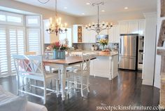 the kitchen is clean and ready to be used as a dining room or family room